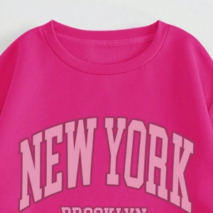 Kadın Mektup Baskılı Yuvarlak Yaka Uzun Kollu Sweatshirt Ve Bağcıklı Jogger Pantolon R