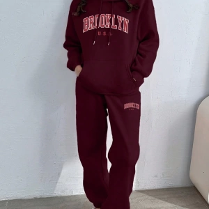 Kadın Moda Bol Spor Kapüşonlu Sweatshirt ve Eşofman Altı İki Parçalı Takım, Bayan İlkb