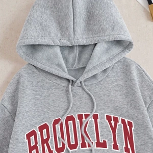 Kadın Moda Bol Spor Kapüşonlu Sweatshirt ve Eşofman Altı İki Parçalı Takım, Bayan İlkb