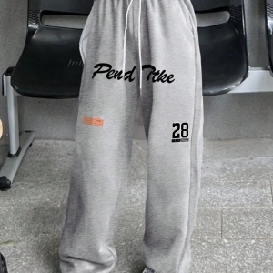 Kadın Moda Rahat Baskılı Düz Spor Pantolon
