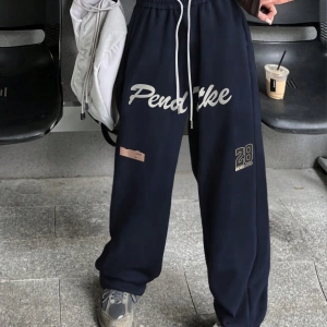Kadın Moda Rahat Baskılı Düz Spor Pantolon