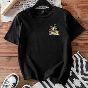Kadın Moda Slogan Baskılı Kısa Kollu Yuvarlak Yaka Günlük Tişört