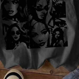 Kadın Moda Slogan Baskılı Kısa Kollu Yuvarlak Yaka Günlük Tişört