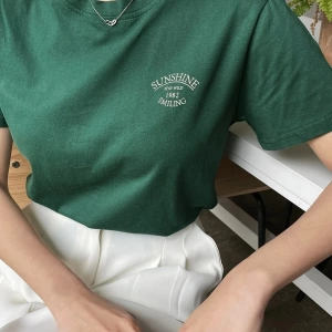 Kadın Nefti Yeşili Sunshine Baskılı Oversize Tişört