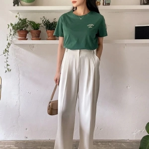 Kadın Nefti Yeşili Sunshine Baskılı Oversize Tişört