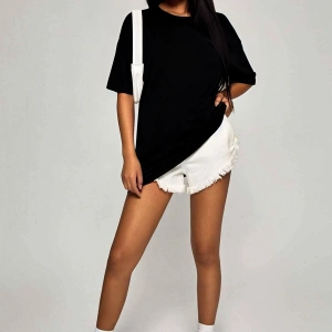 Kadın Oversize Basic Kısa Kollu Bisiklet Yaka