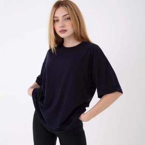 Kadın Oversize Kısa Kollu Bisiklet Yaka