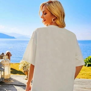 Kadın Oversize Penye Rahat Yazlık Kısa Kollu