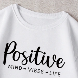 Kadın Positive Renkli Oversize Bisiklet Yaka Pamuklu Sweatshirt Beyaz