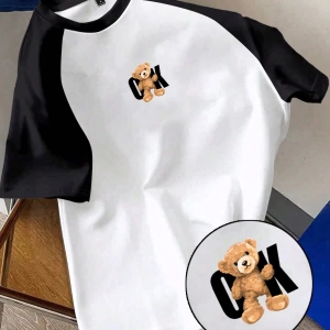 Kadın Rahat Minimalist Kedi Grafik Yuvarlak Yaka Kısa Kollu Bol Kesim Tişört, Ya