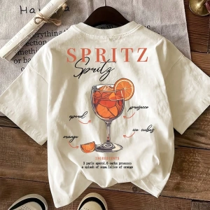 Kadın Regular Fit Harf ve Palmiye Ağacı Grafik Yuvarlak Yaka Kısa Kollu Günlük Süt İpek Tişör