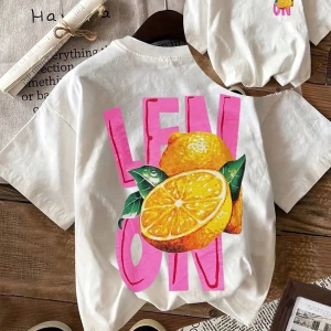 Kadın Regular Fit Harf ve Palmiye Ağacı Grafik Yuvarlak Yaka Kısa Kollu Günlük Süt İpek Tişör