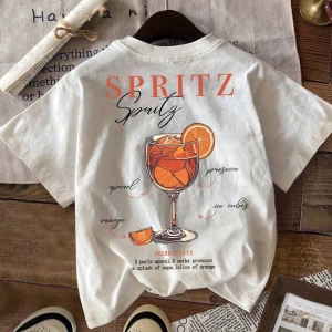Kadın Regular Fit Harf ve Palmiye Ağacı Grafik Yuvarlak Yaka Kısa Kollu Günlük Süt İpek Tişör