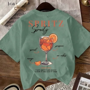Kadın Regular Fit Harf ve Palmiye Ağacı Grafik Yuvarlak Yaka Kısa Kollu Günlük Süt İpek Tişör