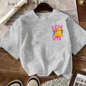 Kadın Regular Fit Harf ve Palmiye Ağacı Grafik Yuvarlak Yaka Kısa Kollu Günlük Süt İpek Tişör