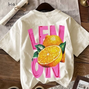 Kadın Regular Fit Harf ve Palmiye Ağacı Grafik Yuvarlak Yaka Kısa Kollu Günlük Süt İpek Tişör