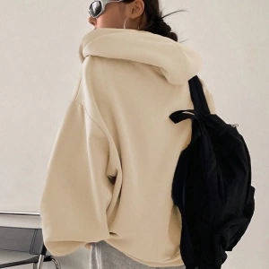 Kadın Renk Bloklu Bağcıklı Yaka Termal Astarlı Kapşonlu Sweatshirt, Uzun Kollu Üstler Model 5196