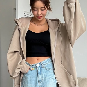 Kadın Renk Bloklu Bağcıklı Yaka Termal Astarlı Kapşonlu Sweatshirt, Uzun Kollu Üstler Model 5196