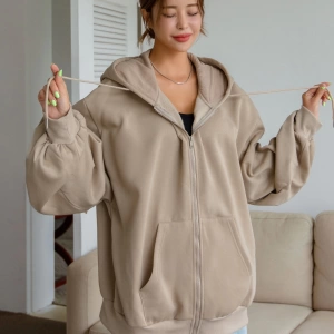 Kadın Renk Bloklu Bağcıklı Yaka Termal Astarlı Kapşonlu Sweatshirt, Uzun Kollu Üstler Model 5196