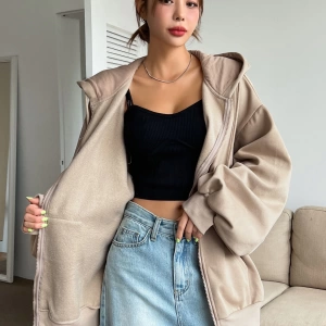 Kadın Renk Bloklu Bağcıklı Yaka Termal Astarlı Kapşonlu Sweatshirt, Uzun Kollu Üstler Model 5196