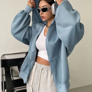 Kadın Renk Bloklu Bağcıklı Yaka Termal Astarlı Kapşonlu Sweatshirt, Uzun Kollu Üstler Model 5196