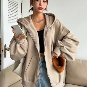 Kadın Renk Bloklu Bağcıklı Yaka Termal Astarlı Kapşonlu Sweatshirt, Uzun Kollu Üstler Model 5196
