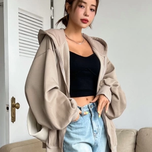 Kadın Renk Bloklu Bağcıklı Yaka Termal Astarlı Kapşonlu Sweatshirt, Uzun Kollu Üstler Model 5196