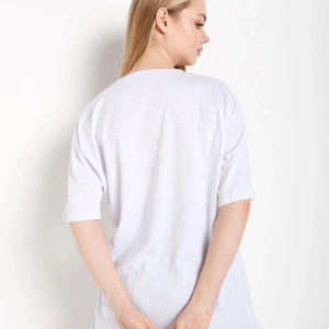 Kadın Shut Up Beyaz Baskılı Oversize Tshırt