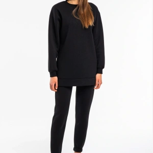 Kadın Siyah Bisiklet Yaka 2 Iplik Polarlı Eşofman Takımı Cy84203