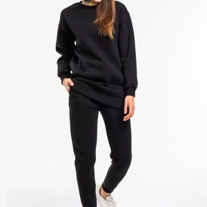 Kadın Siyah Bisiklet Yaka 2 Iplik Polarlı Eşofman Takımı Cy84203