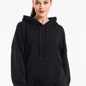 Kadın Siyah Kapüşonlu Sweatshirt Cy84194