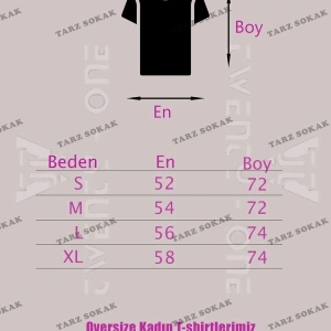 Kadın Siyah Kind Hearted Baskılı Oversize