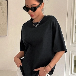 Kadın Siyah Kind Hearted Baskılı Oversize T-shirt