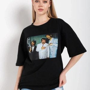 Kadın Siyah Müslüm Gürses Baskılı Tshırt