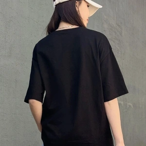 Kadın Siyah Nothing For Nothing Baskılı Oversize T-shirt