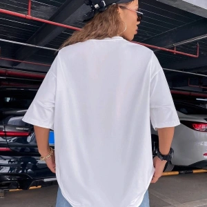 Kadın Siyah Oversize %100 Pamuk Endless Baskılı T-shirt