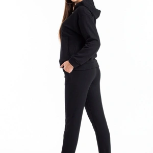 Kadın Siyah Renk Pis Dikiş Kanguru Cep Detaylı Eşofman Takımı