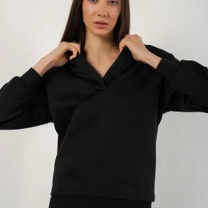 Kadın Siyah Scuba Kapüşonlu Sweatshirt scubasweatshirt