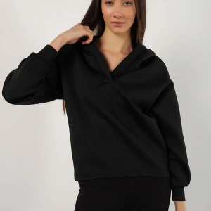 Kadın Siyah Scuba Kapüşonlu Sweatshirt scubasweatshirt