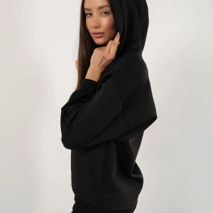 Kadın Siyah Scuba Kapüşonlu Sweatshirt scubasweatshirt