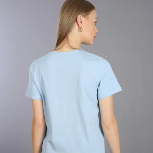 Kadın Slim Fit Yuvarlak Yaka Basic T-shirt Turkuaz