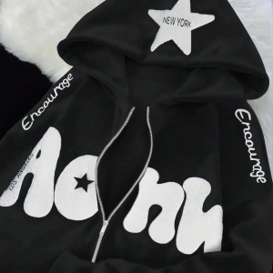 Kadın Sonbahar Ve Kış Mektup Baskılı Fermuarlı Pat Uzun Kollu Kapşonlu Sweatshirt, Uzu Model 5132