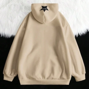 Kadın Sonbahar Ve Kış Mektup Baskılı Fermuarlı Pat Uzun Kollu Kapşonlu Sweatshirt, Uzu Model 5132