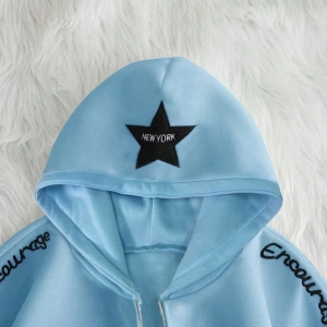 Kadın Sonbahar Ve Kış Mektup Baskılı Fermuarlı Pat Uzun Kollu Kapşonlu Sweatshirt, Uzu Model 5132