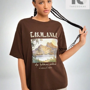 Kadın Yarış Arabası Baskılı Kısa Kollu Tişört