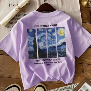 Kadın Yaz Kişiselleştirilmiş Harf Baskılı Desen Yuvarlak Yaka Tişört Moda ve Çok Yönlü Kadın