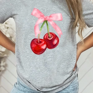 Kadın Yaz Kişiselleştirilmiş Harf Baskılı Desen Yuvarlak Yaka Tişört Moda ve Çok Yönlü Kadın