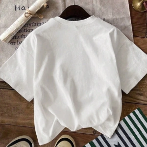 Kadın Yaz Yeni Minimalist Kiraz Ve Slogan Baskılı Rahat Tatil Stili Gevşek Ve Çok Yönlü Yuvar