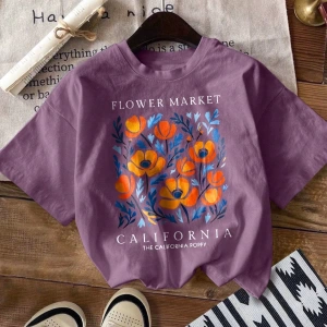 Kadın Yaz Yeni Minimalist Kiraz Ve Slogan Baskılı Rahat Tatil Stili Gevşek Ve Çok Yönlü Yuvar