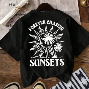 Kadın Yaz Yeni Minimalist Kiraz Ve Slogan Baskılı Rahat Tatil Stili Gevşek Ve Çok Yönlü Yuvar